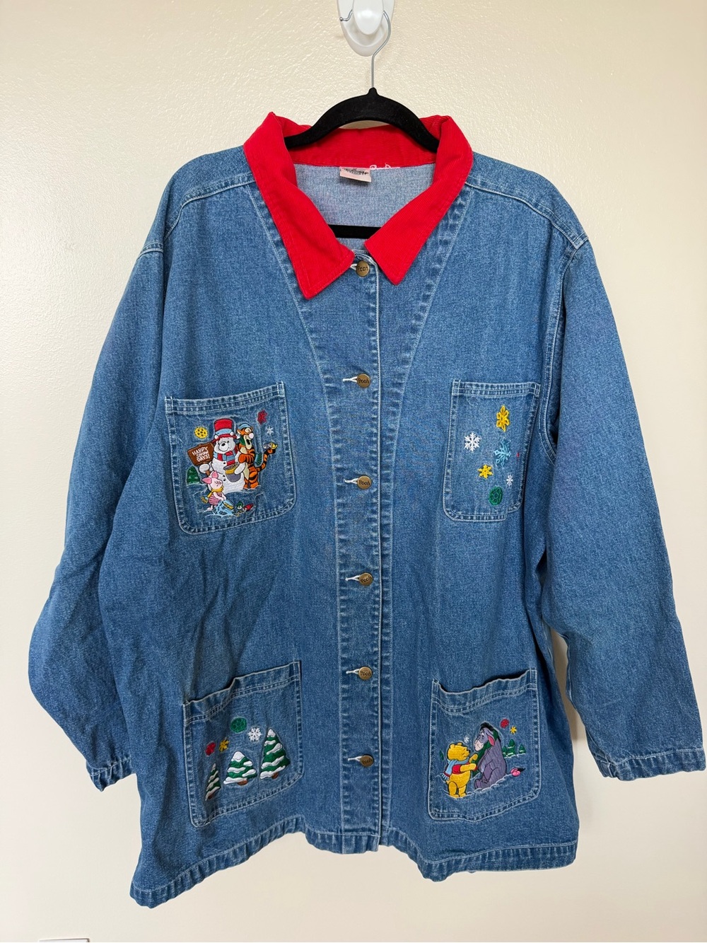 THE DISNEY CATALOG Vintage Chore Jacket Blue Denim Winnie The Pooh Embroidered